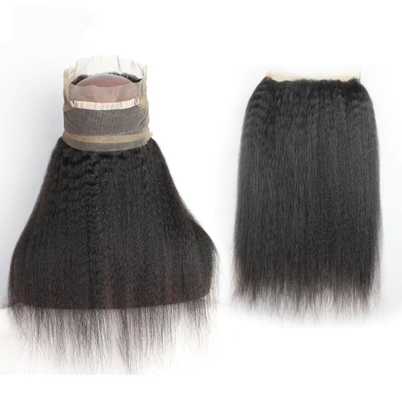 360 Kinky Straight Ear to Ear Lace Frontal 100% Virgin Human Hair 