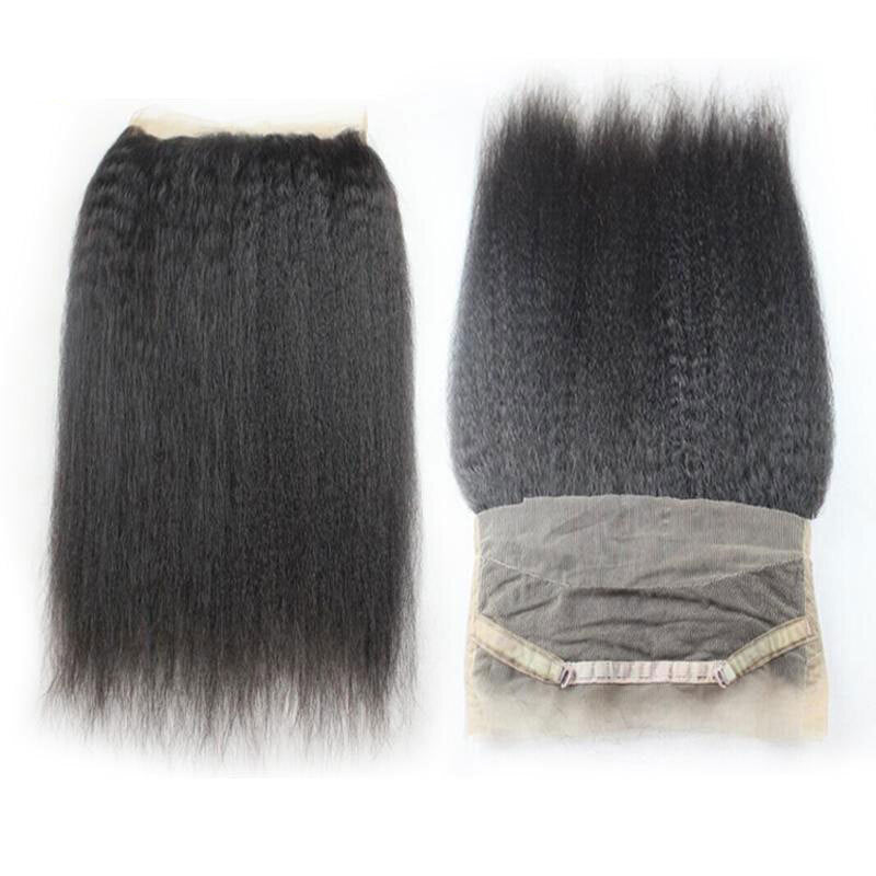 360 Kinky Straight Ear to Ear Lace Frontal 100% Virgin Human Hair 