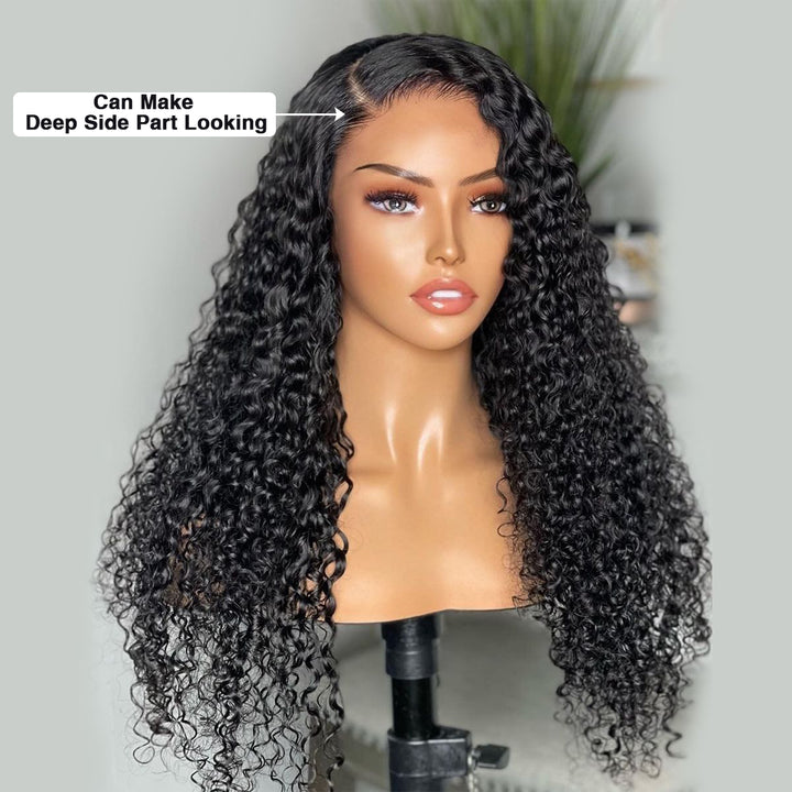 16-40 LONG Inches Deep Curly 13x6 Transparent Lace Front Wig Pre-plucked Human Hair Wig