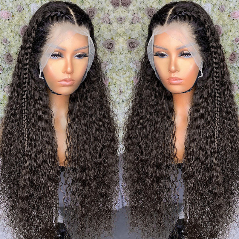 40 Inch Long HD Transparent Lace Wig Water Wave Human Hair Lace Front Wig