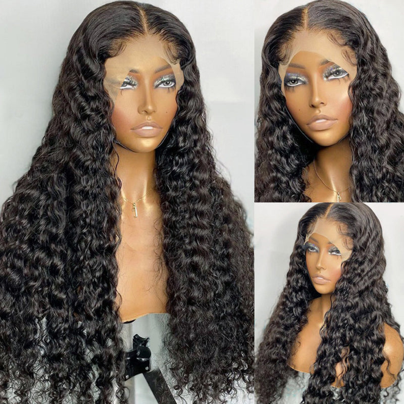 40 Inch Long HD Transparent Lace Wig Water Wave Human Hair Lace Front Wig