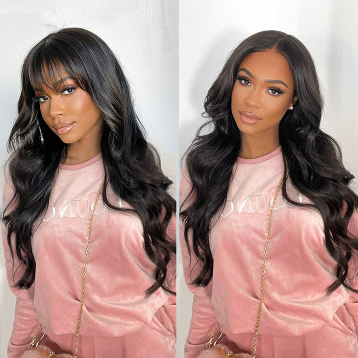 One Wig Two Styles | Glueless 5x5 Body Wave Lace Closure Wig With Removable Bangs