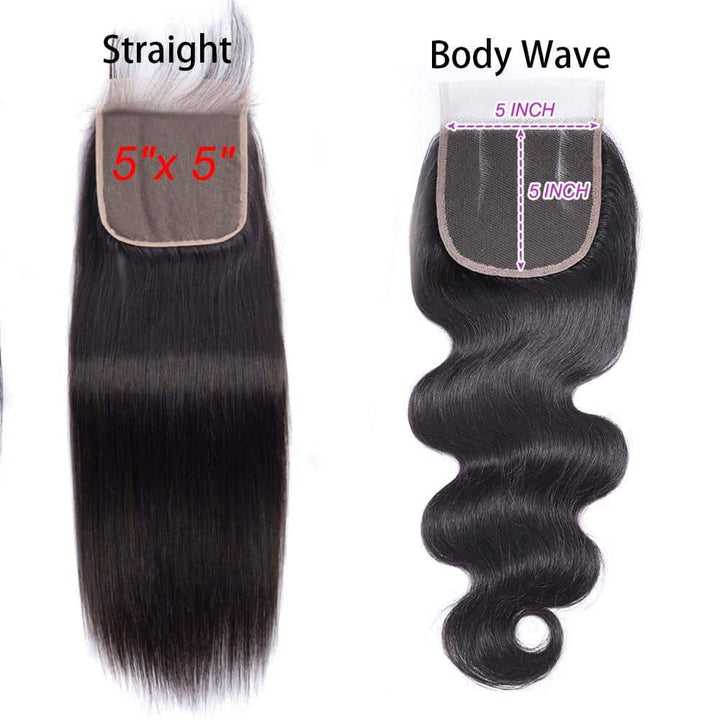 5x5 Transparent Lace Closure Straight/Body Wave CheetahBeauty Brazilian Human Hair Closure 