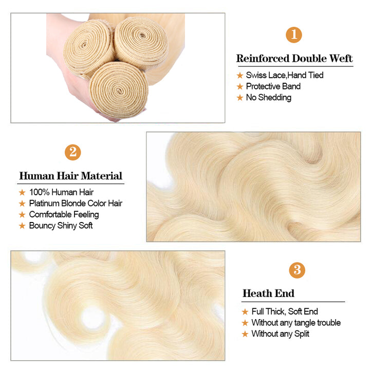 #613 Blonde Body Wave Bundles 100% Cuticle Aligned Human Hair Extension