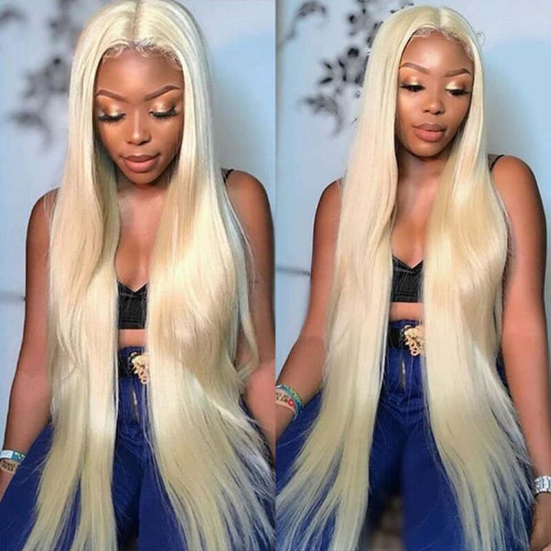 40 Inch Straight 613 Blonde Long Human Hair HD Transparent Lace Wig