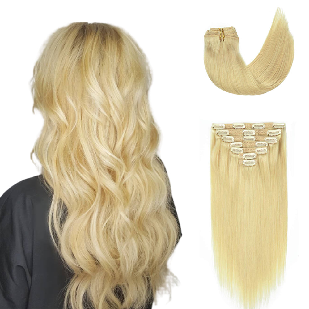BLEACH BLONDE #613 CLASSIC CLIP-INS 8 Pcs with 18 Clips (120G)