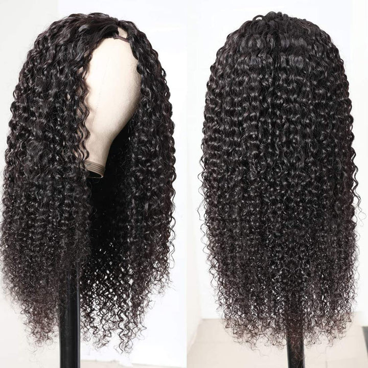 TUME32 inch Long Length U Part Wig Curly Wave Human Hair Wig Upgrade V Part Wig