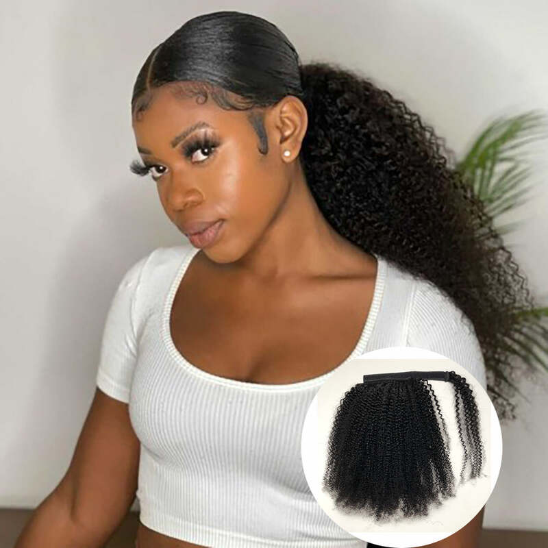 Cheetahbeauty Kinky Curly Wrap Ponytail 100% Human Hair Extension