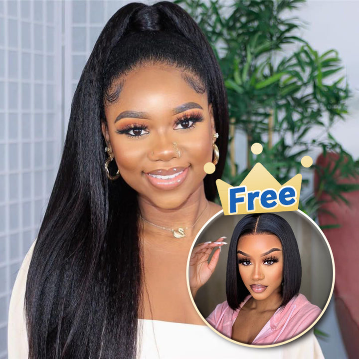 BOGO Kinky Straight Full Lace Wig 100% Virgin Human Hair