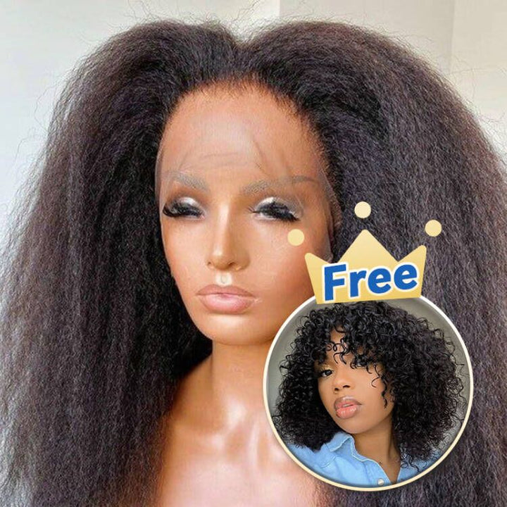 BOGO Kinky Straight Full Lace Wig 100% Virgin Human Hair