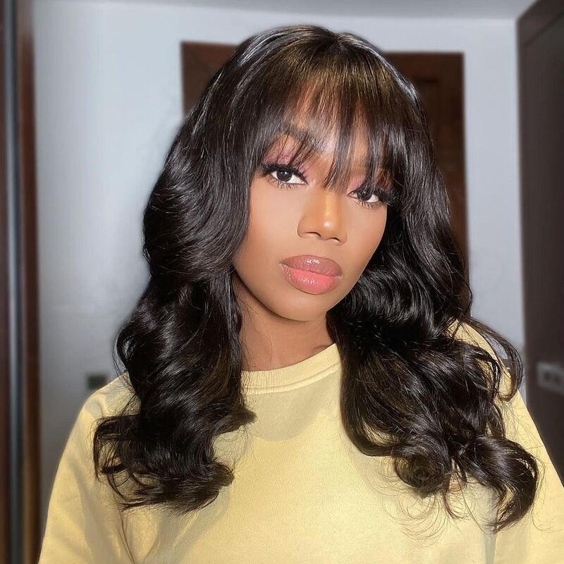 Beginner Friendly | Trendy Body Wave Wig With Bangs 5x5/13x6 Glueless Lace Wig With Bangs