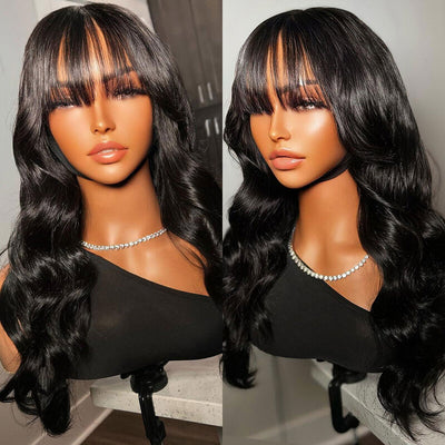 Beginner Friendly | Trendy Body Wave Wig With Bangs 5x5/13x6 Glueless Lace Wig With Bangs