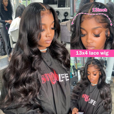 Body Wave 13x4 HD Transparent Lace Front Wig 100% Virgin Human Hair