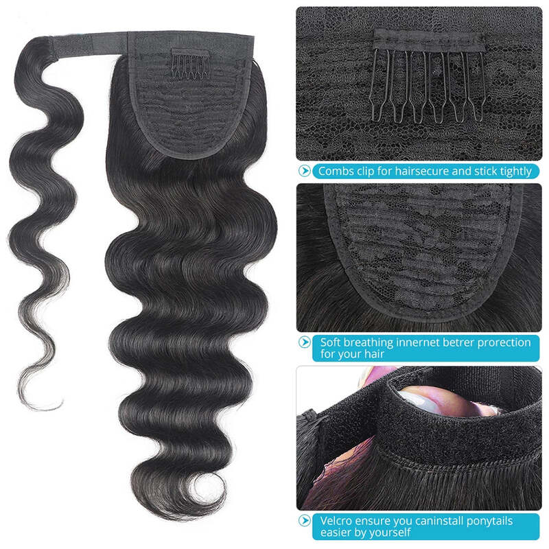 Body Wave Wrap Ponytail 100% Human Hair Extension