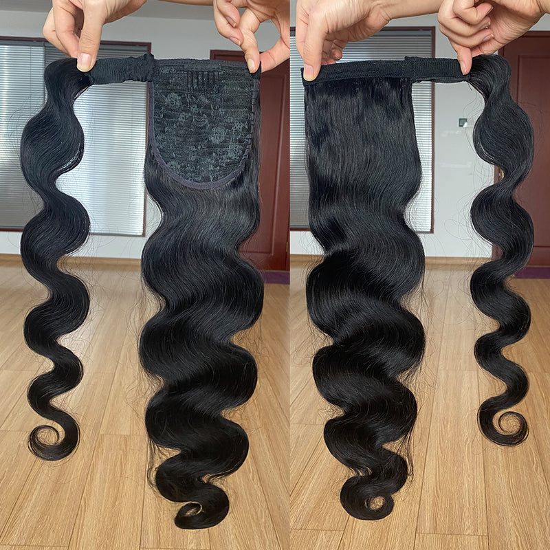 Body Wave Wrap Ponytail 100% Human Hair Extension