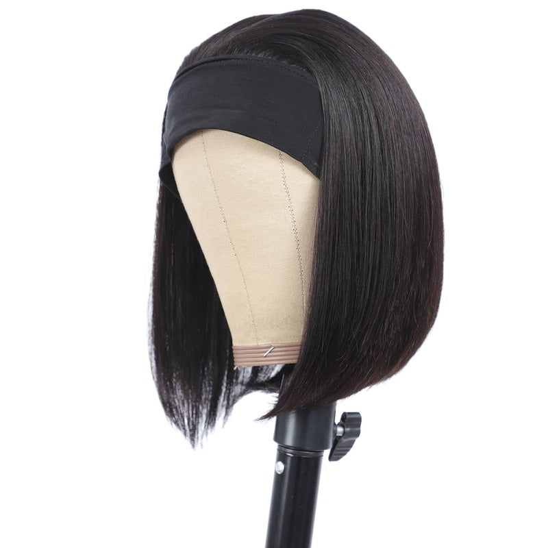 Bone Straight Headband Bob Wig 100% Virgin Human Hair