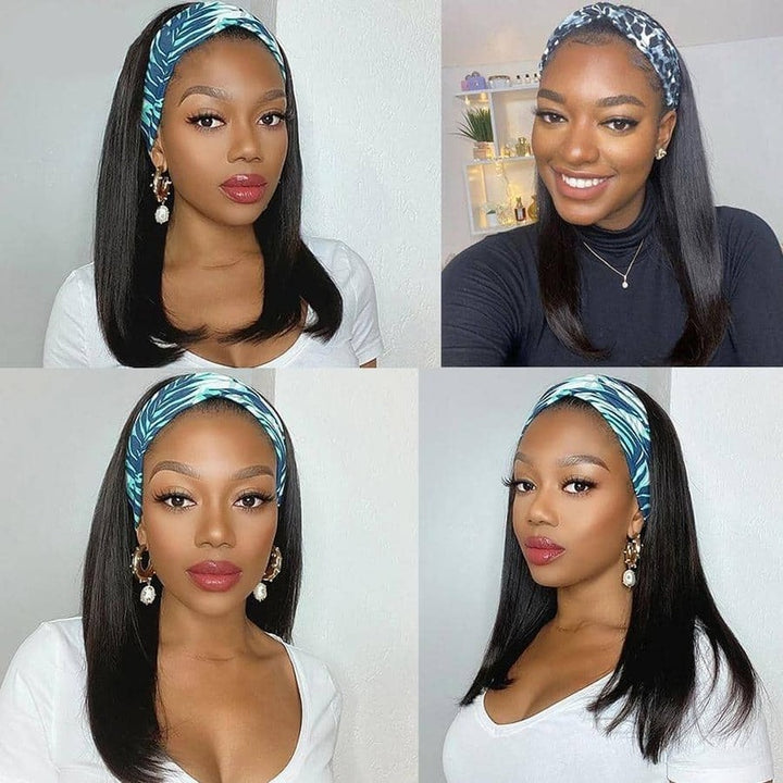 Bone Straight Headband Bob Wig 100% Virgin Human Hair