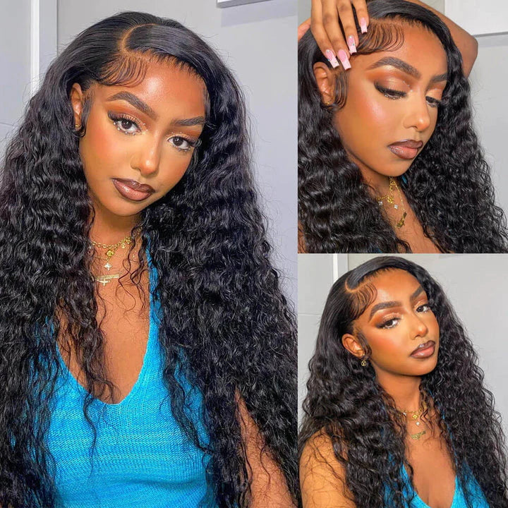 Deep Wave 13x4 HD Transparent Lace Front Wig 100% Virgin Human Hair