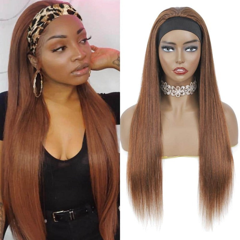 Chocolate Brown #4 Straight Headband Wig 