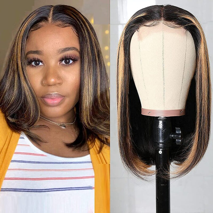 Straight #FB30 Color Bob Wig Highlight Ombre Bob Wig Virgin Human Hair