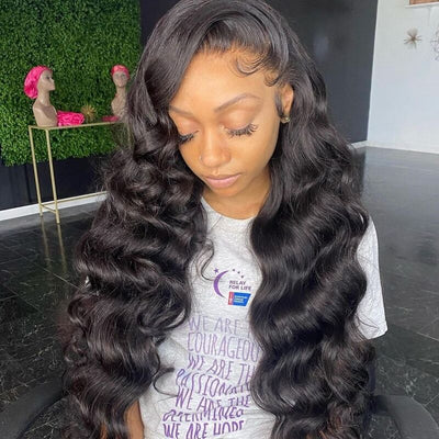 40 Inch Loose Deep Wave HD Transparent Lace Front Wig With Baby Hair