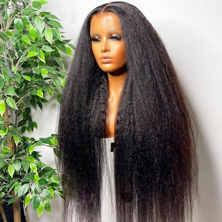 40 Inch Kinky Straight Transparent Lace Front Wig Yaki Straight Human Hair wig