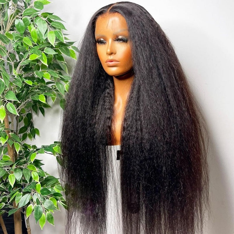 40 Inch Kinky Straight Transparent Lace Front Wig Yaki Straight Human Hair wig