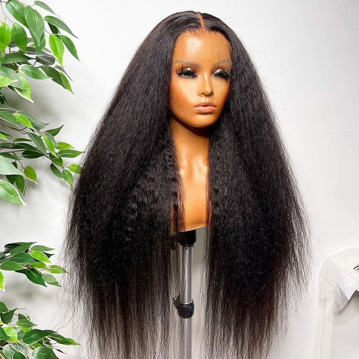 40 Inch Kinky Straight Transparent Lace Front Wig Yaki Straight Human Hair wig