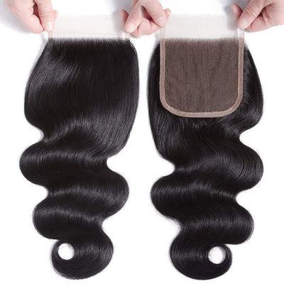 10A Body Wave Bundles With 5x5 Lace Closure 100% Human Hair Extensions