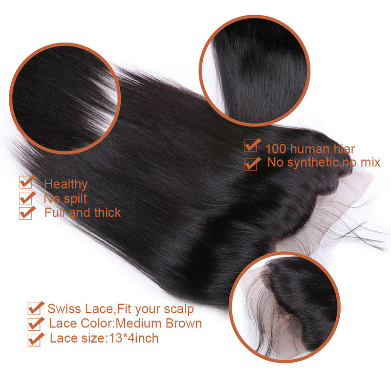 13x4/13x6 Straight Lace Frontal 100% Virgin Huaman Hair Lace Frontal