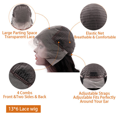 Loose Deep 13x6 HD Transparent Lace Front Wig 100% Virgin Human Hair