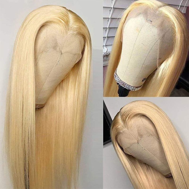 613 Blonde Straight 13x4 Transparent Lace Front Wig 100% Virgin Human Hair