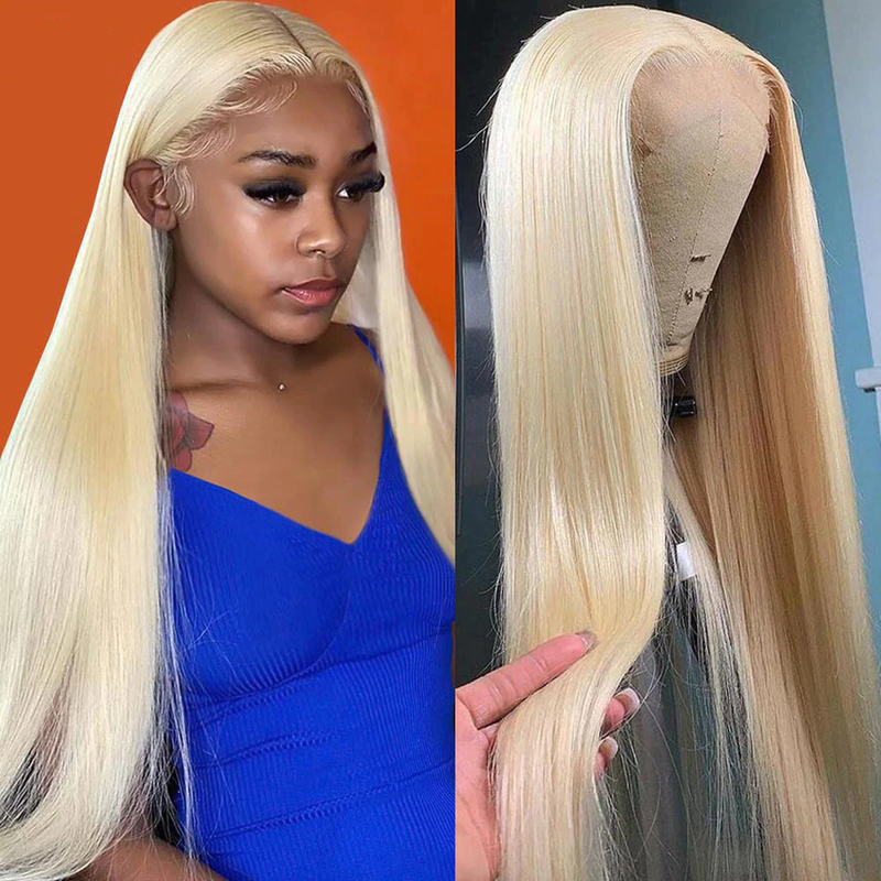 613 Blonde Straight 13x4 Transparent Lace Front Wig 100% Virgin Human Hair