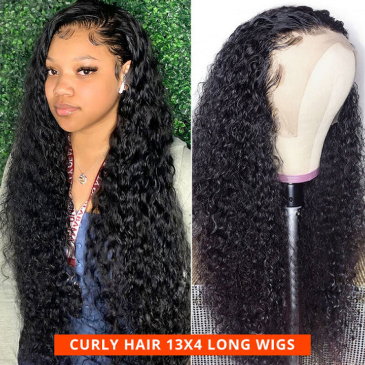 40 Inches Curly Wave 13x4/13x6 Transparent   Lace Frontal Human Hair Wig