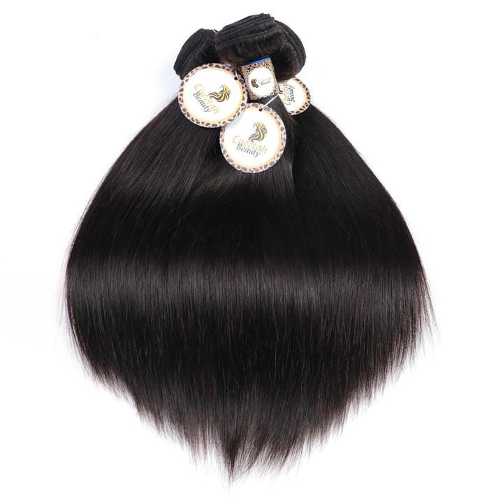 Straight Bundles With 5x5 Lace Closure 10A Virgin Human Hair Extension