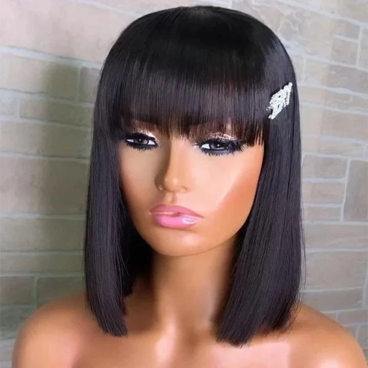 100% Virgin Human Hair Bob Wig 8 Inch Machine Made Bob Wig