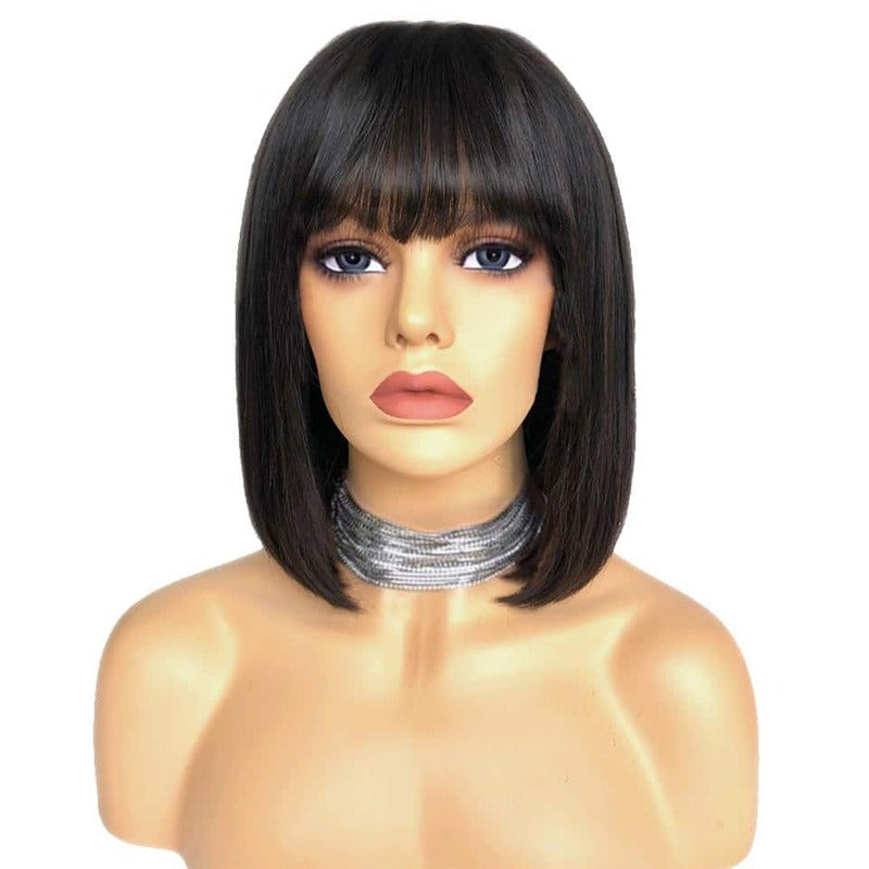 100% Virgin Human Hair Bob Wig 8 Inch Machine Made Bob Wig