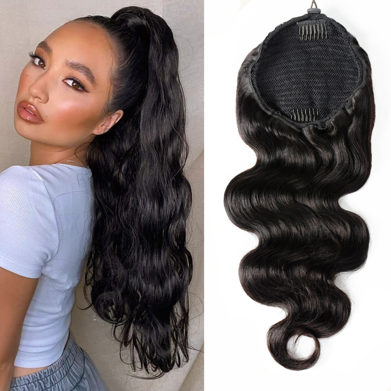 Body Wave Drawstring Ponytail 100% Virgin Human Hair Ponytail