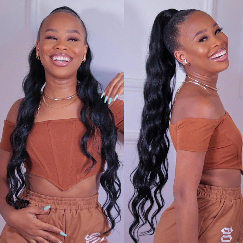 Body Wave Drawstring Ponytail 100% Virgin Human Hair Ponytail