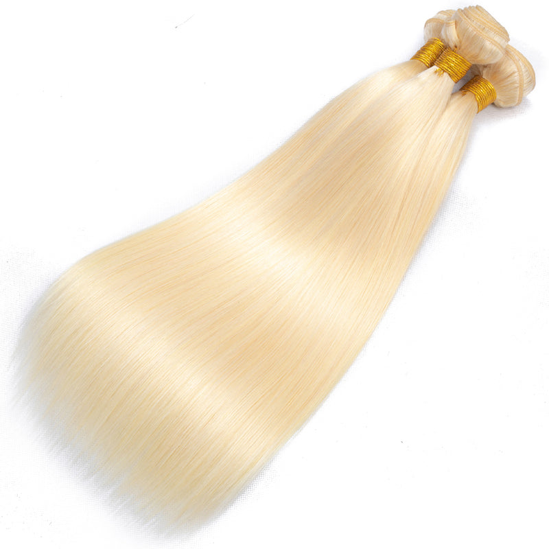 #613 Blonde Color Straight Hair 3 Bundles 100% Virgin Human Hair Extension