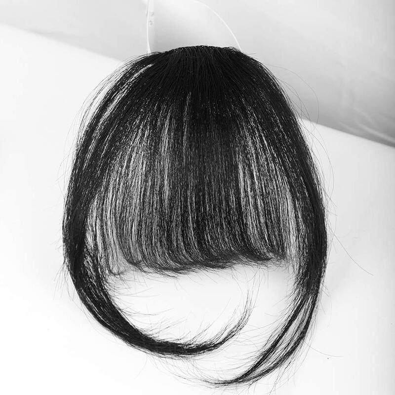 Clip in Bangs Human Hair Wispy Bangs Fringe with Temples Hairpieces for Women