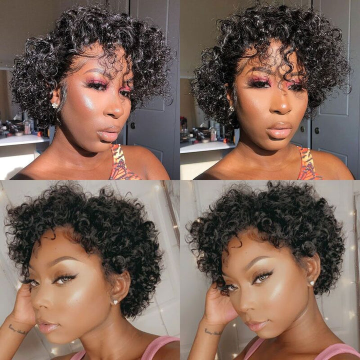 Curly Pixie Cut Lace Front Wig 6 Inch Bouncy Curl Short Cut Bob Wig