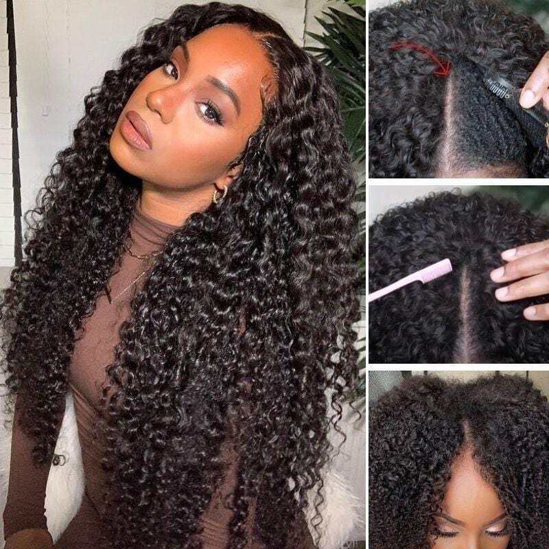 Curly Wave Upgraded U Part Wig No Leave Out V Part Lace Wig 100% Virgin Human Hair