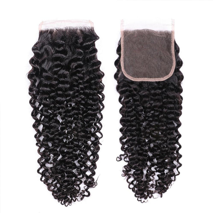 Curly Wave Lace Closure 100% Virgin Human Hair Closure Pre Plucked Hairline With Baby Hair