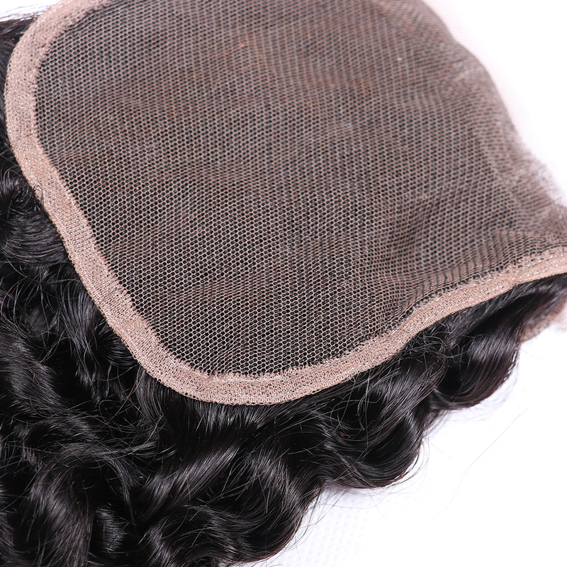 Curly Wave Lace Closure 100% Virgin Human Hair Closure Pre Plucked Hairline With Baby Hair