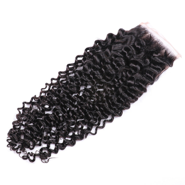 Curly Wave Lace Closure 100% Virgin Human Hair Closure Pre Plucked Hairline With Baby Hair