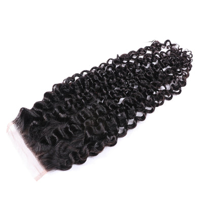 Curly Wave Lace Closure 100% Virgin Human Hair Closure Pre Plucked Hairline With Baby Hair