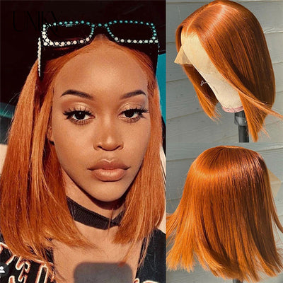 Ginger Colored Bob Wig HD Transparent Lace Bob Wig Human Hair