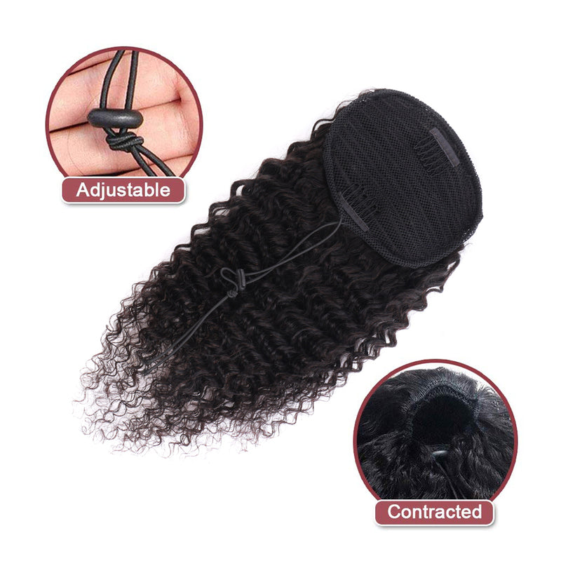 Drawstring Ponytail Deep Wave Ponytail 100% Virgin Human Hair