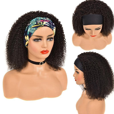 Kinky Curly Headband Glueless Wig 100% Virgin Hair Wig 180% Density